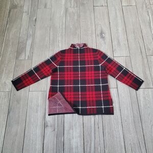NWOT Anne Klein viscose polyester blend red black white check high neck sweater